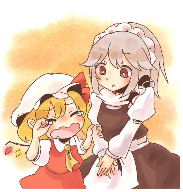 flandre scarlet and izayoi sakuya (touhou) drawn by wataame_(quality)