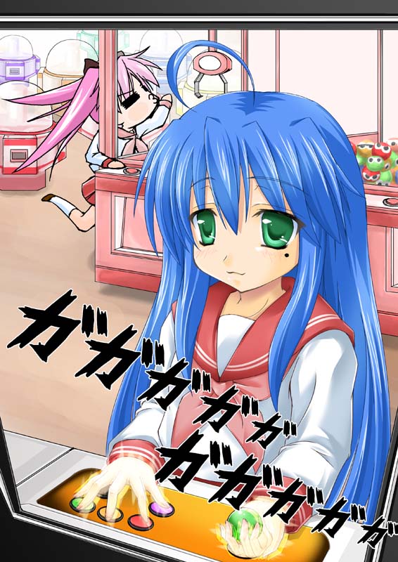 hiiragi kagami, izumi konata, and puyo (lucky star and 1 more) drawn by maho_(yakimorokoshi)