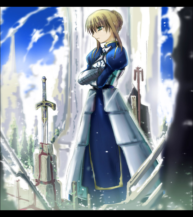 artoria pendragon and saber (fate and 1 more) drawn by puyo_(puyotopia)