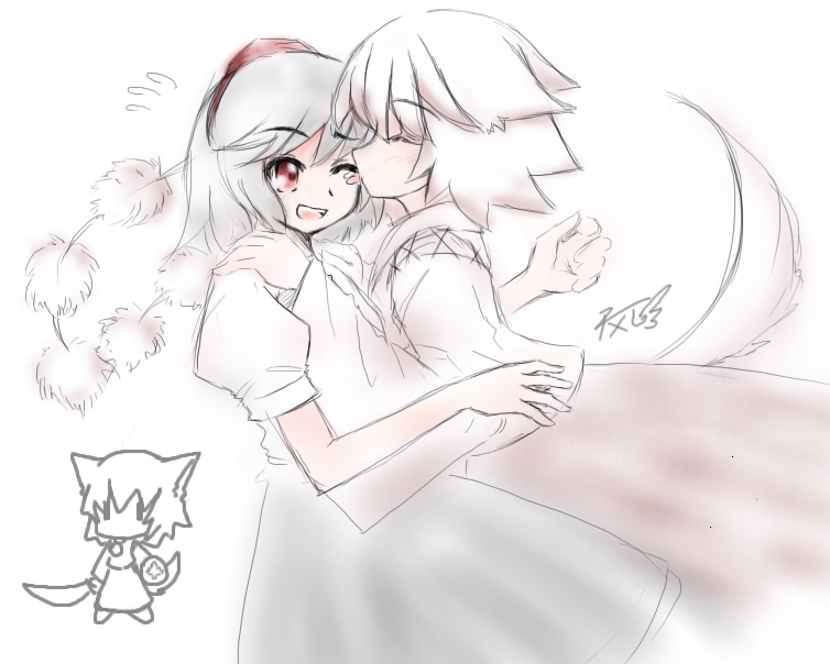shameimaru aya and inubashiri momiji (touhou) drawn by milksea