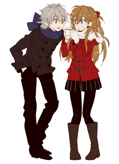 souryuu asuka langley and nagisa kaworu (neon genesis evangelion) drawn by 0930erina