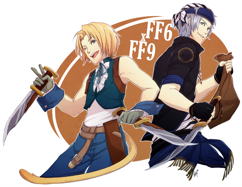 zidane tribal and locke cole (final fantasy and 2 more) drawn by hanpetos