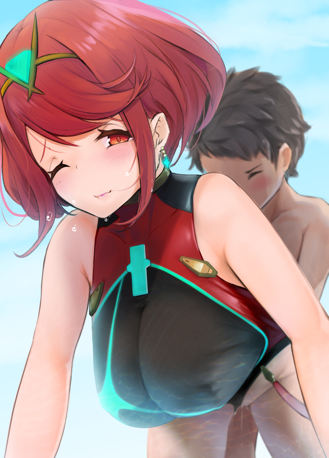 rex and pyra (xenoblade chronicles and 1 more) drawn by amekosame