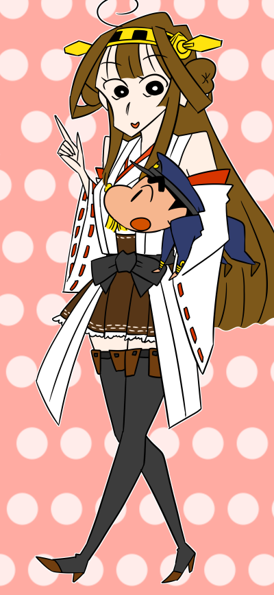 admiral, kongou, and nohara shinnosuke (kantai collection and 1 more) drawn by shide_kouri