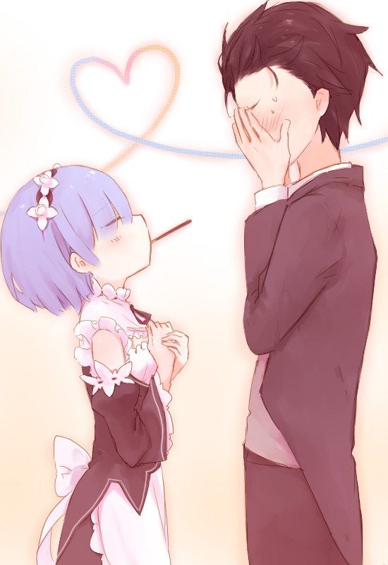 rem and natsuki subaru (re:zero kara hajimeru isekai seikatsu) drawn by sakana_man