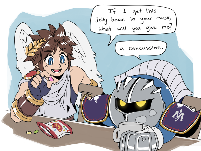 pit and meta knight (kirby and 3 more) drawn by alfonzoirl