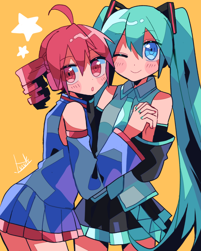 hatsune miku and kasane teto (vocaloid and 1 more) drawn by yuusuke-kun