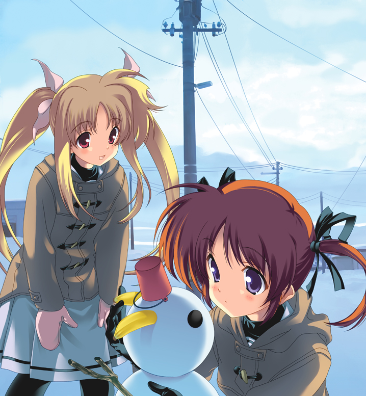 fate testarossa and takamachi nanoha (lyrical nanoha and 2 more) drawn by naruse_hirofumi