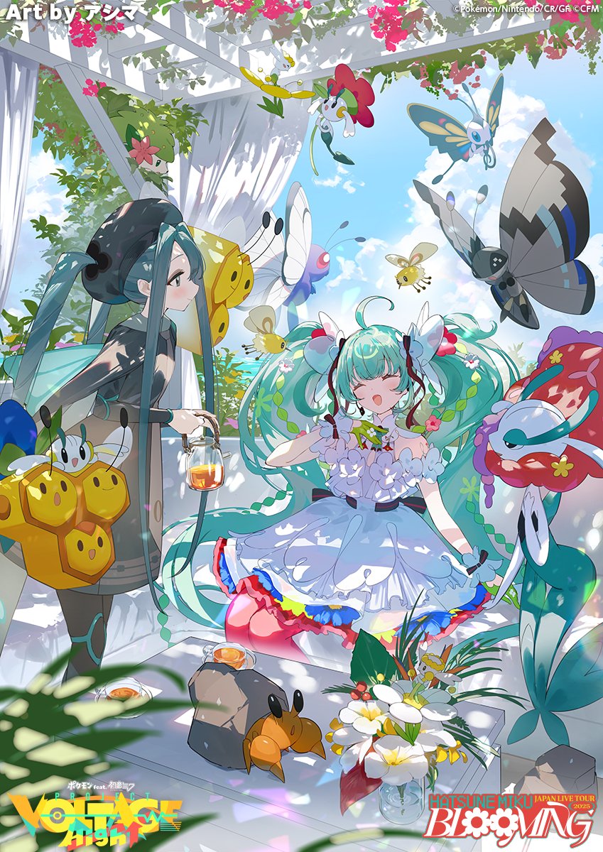 hatsune miku, shaymin, butterfree, cutiefly, beautifly, and 7 more (pokemon and 3 more) drawn by ashima_(roro046)