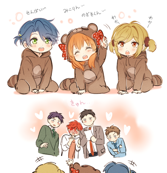 sakura chiyo, kashima yuu, nozaki umetarou, hori masayuki, mikoshiba mikoto, and 2 more (gekkan shoujo nozaki-kun) drawn by mery_(yangmalgage)