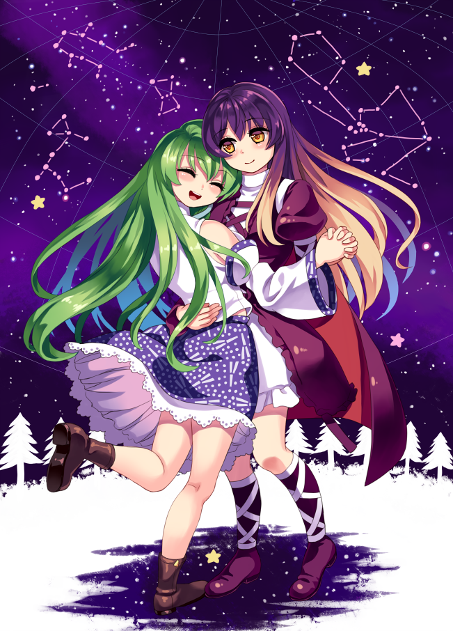 kochiya sanae and hijiri byakuren (touhou) drawn by gorota
