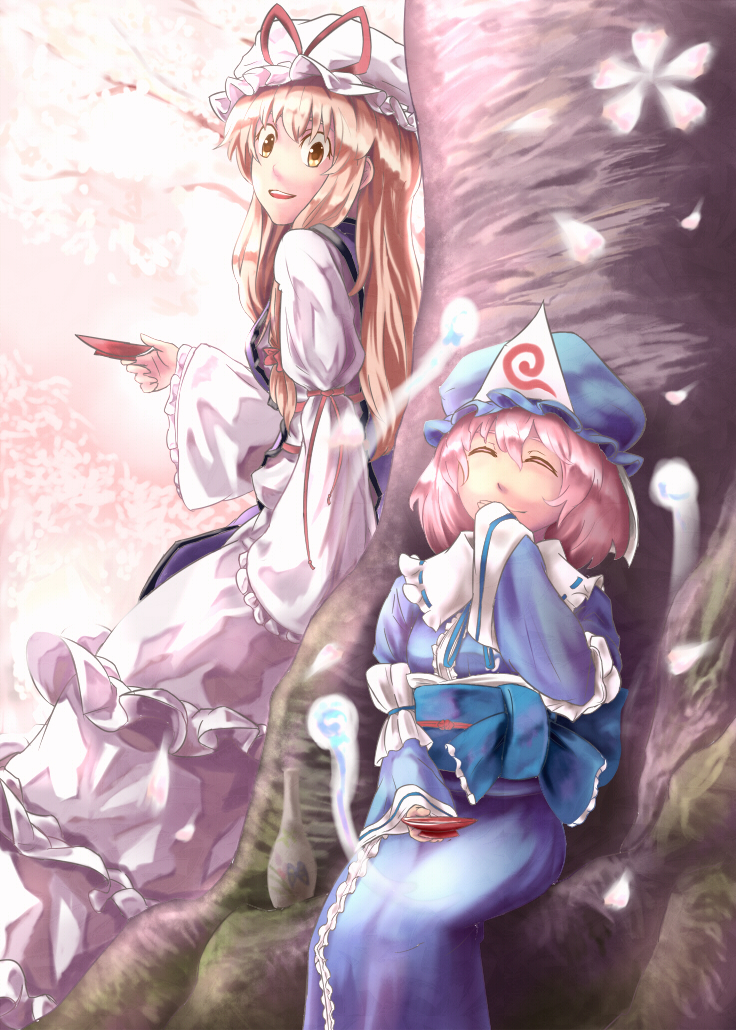 yakumo yukari and saigyouji yuyuko (touhou) drawn by kouzilow