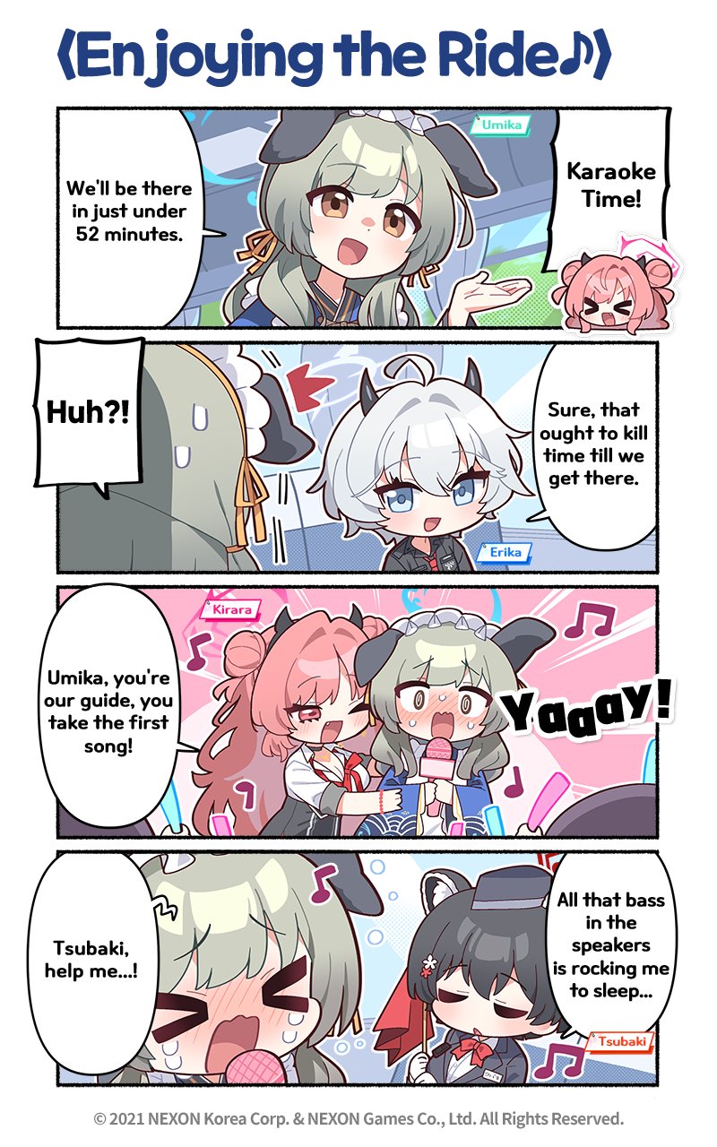 tsubaki, kirara, erika, and umika (blue archive) drawn by donmin_h