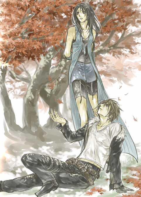 squall leonhart and rinoa heartilly (final fantasy and 1 more) drawn by hinokami