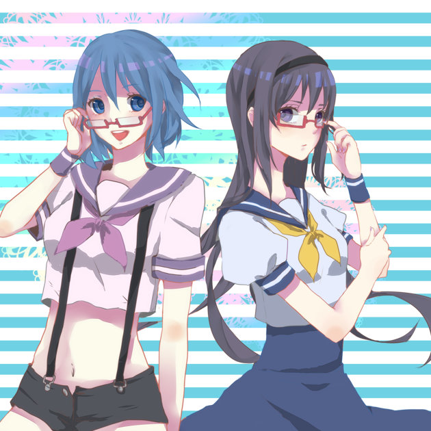 akemi homura and miki sayaka (mahou shoujo madoka magica) drawn by mizuta_mari