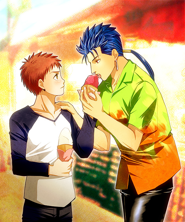 emiya shirou and cu chulainn (fate and 2 more) drawn by setta_(tokinon)
