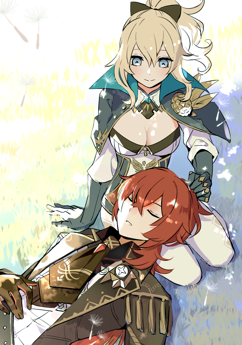 jean and diluc (genshin impact) drawn by rome_romedo