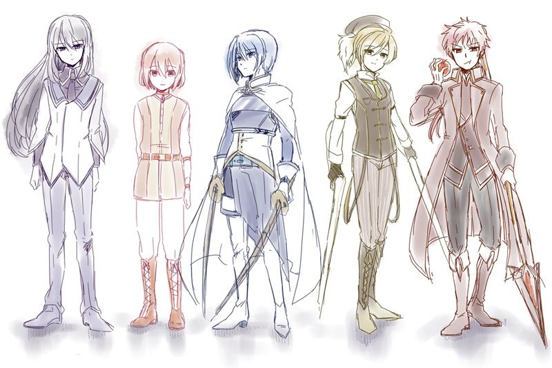 akemi homura, kaname madoka, miki sayaka, sakura kyoko, and tomoe mami (mahou shoujo madoka magica) drawn by beroperone
