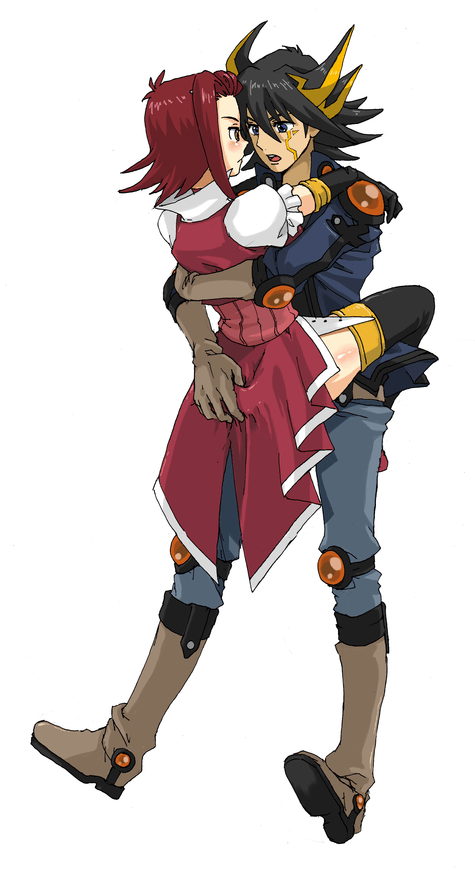 fudo yusei and izayoi aki (yu-gi-oh! and 1 more) drawn by kinkan