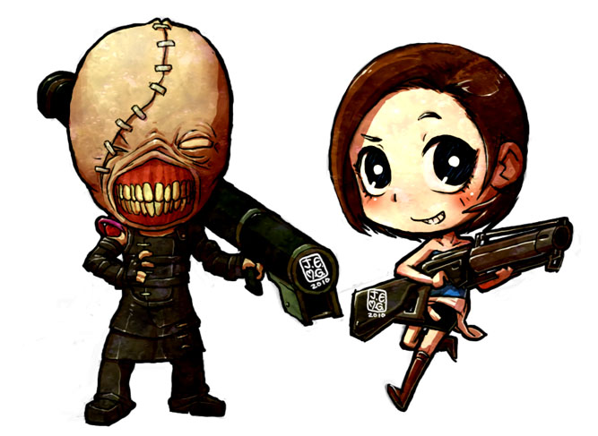 jill valentine and nemesis (resident evil and 1 more) drawn by j-e-m-g