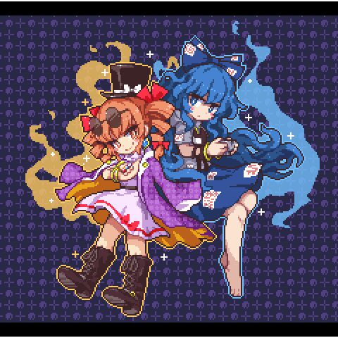 yorigami shion and yorigami jo'on (touhou) drawn by kumamoto_(bbtonhk2)