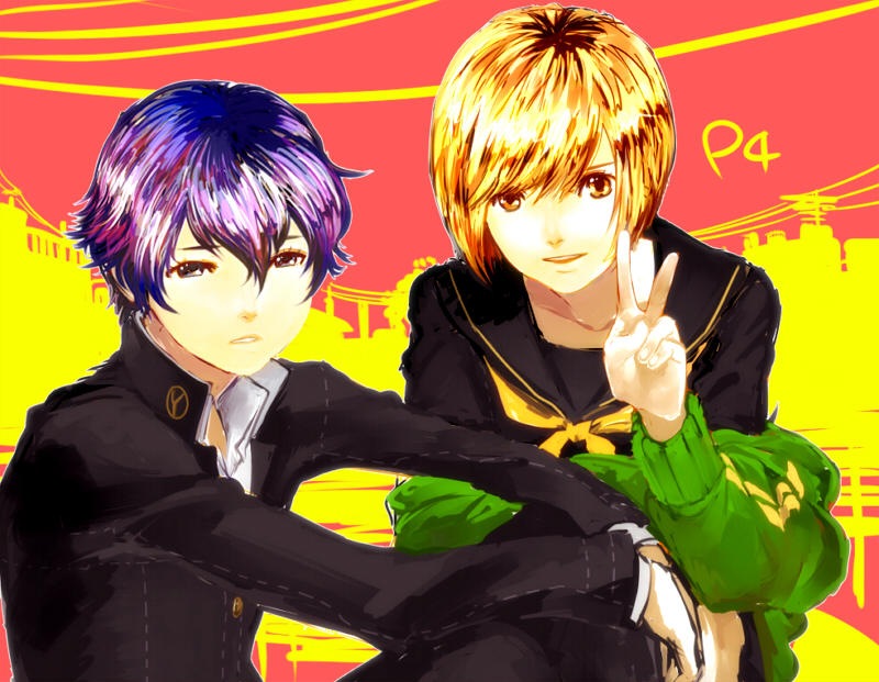 shirogane naoto and satonaka chie (persona and 1 more) drawn by serori_(koredemoka)
