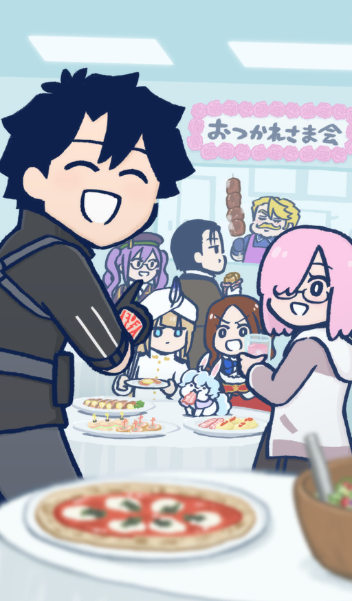 mash kyrielight, fujimaru ritsuka, fou, leonardo da vinci, sion eltnam, and 5 more (fate and 2 more) drawn by tsuchida