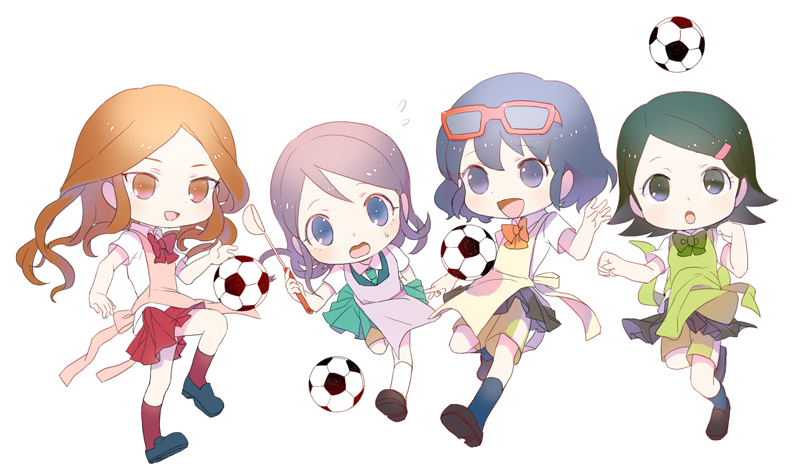 otonashi haruna, raimon natsumi, kudou fuyuka, and kino aki (inazuma eleven) drawn by hubutyan