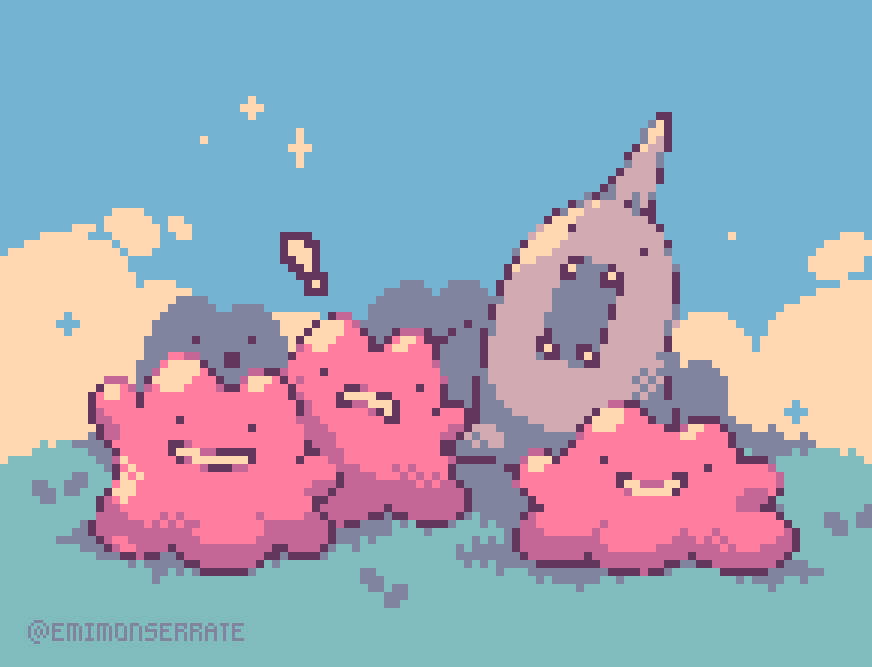 ditto and animon (pokemon and 1 more) drawn by excarabu