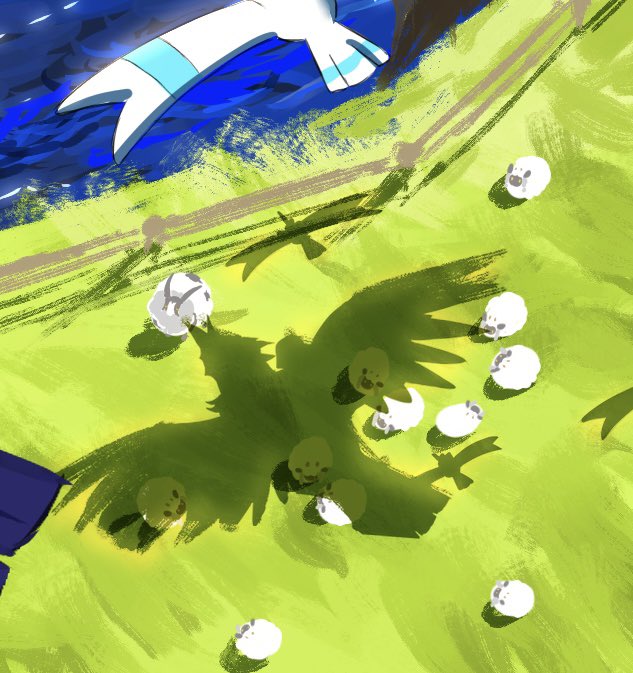 wingull, wooloo, corviknight, and dubwool (pokemon) drawn by copituji
