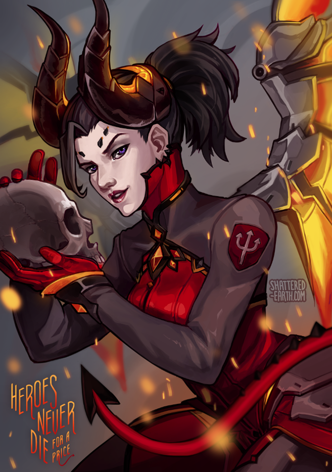mercy and devil mercy (overwatch and 1 more) drawn by shattered_earth