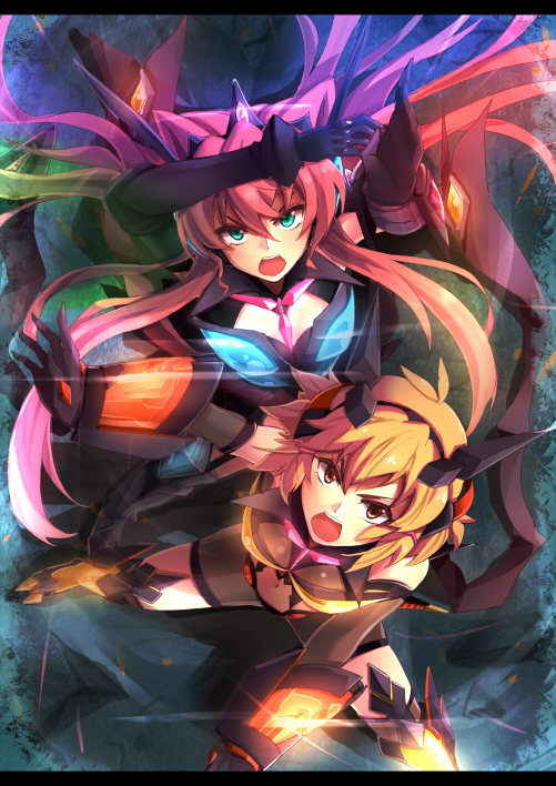 tachibana hibiki and maria cadenzavna eve (senki zesshou symphogear) drawn by yude