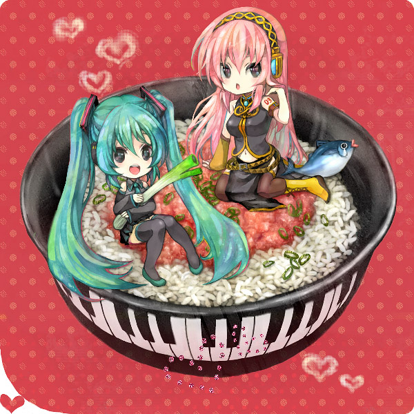 hatsune miku and megurine luka (vocaloid) drawn by anko_kinako
