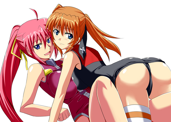 signum and teana lanster (lyrical nanoha and 1 more) drawn by zerosu_(take_out)