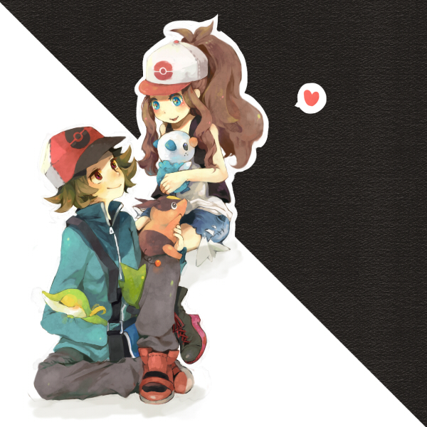 hilda, hilbert, oshawott, snivy, and tepig (pokemon and 1 more) drawn by mo!_(cotx_02)