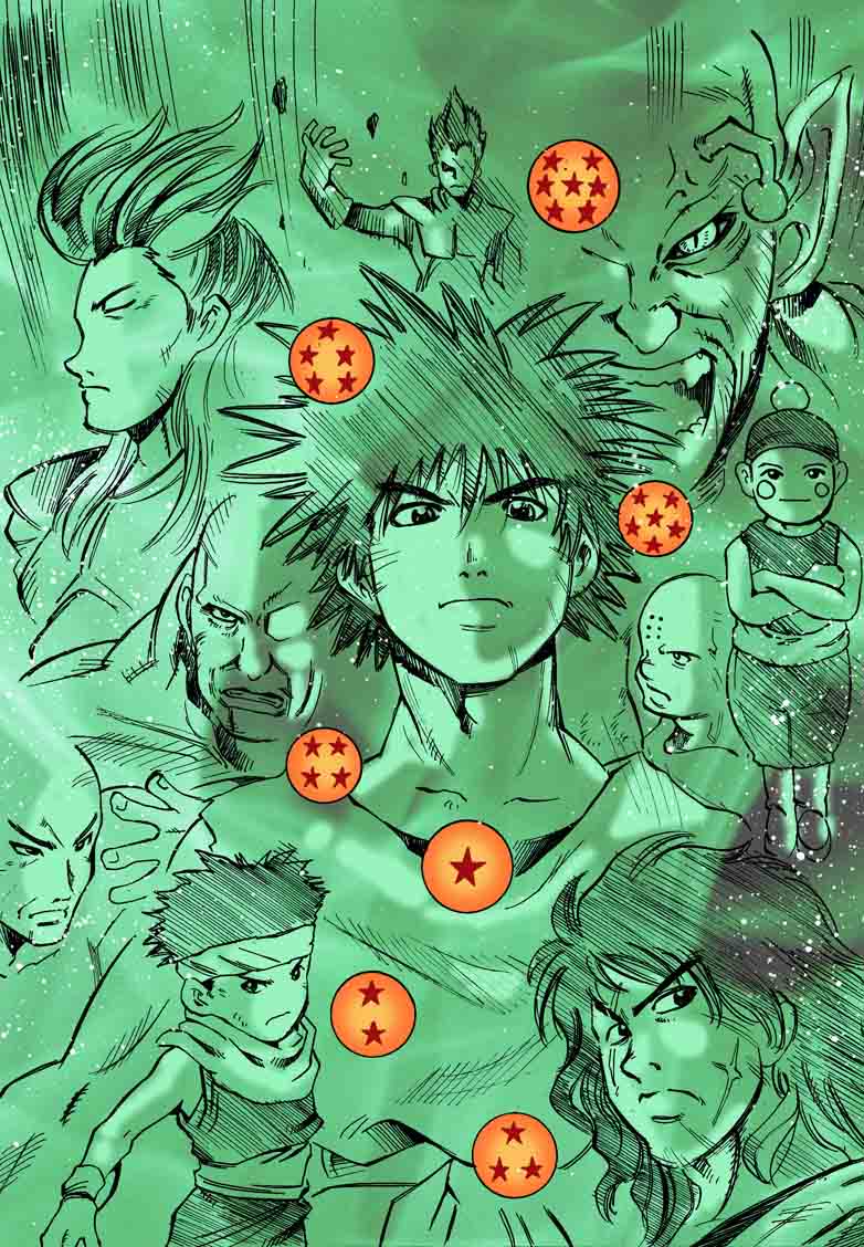 son goku, vegeta, son gohan, piccolo, kuririn, and 5 more (dragon ball and 1 more) drawn by tsushima_naoto