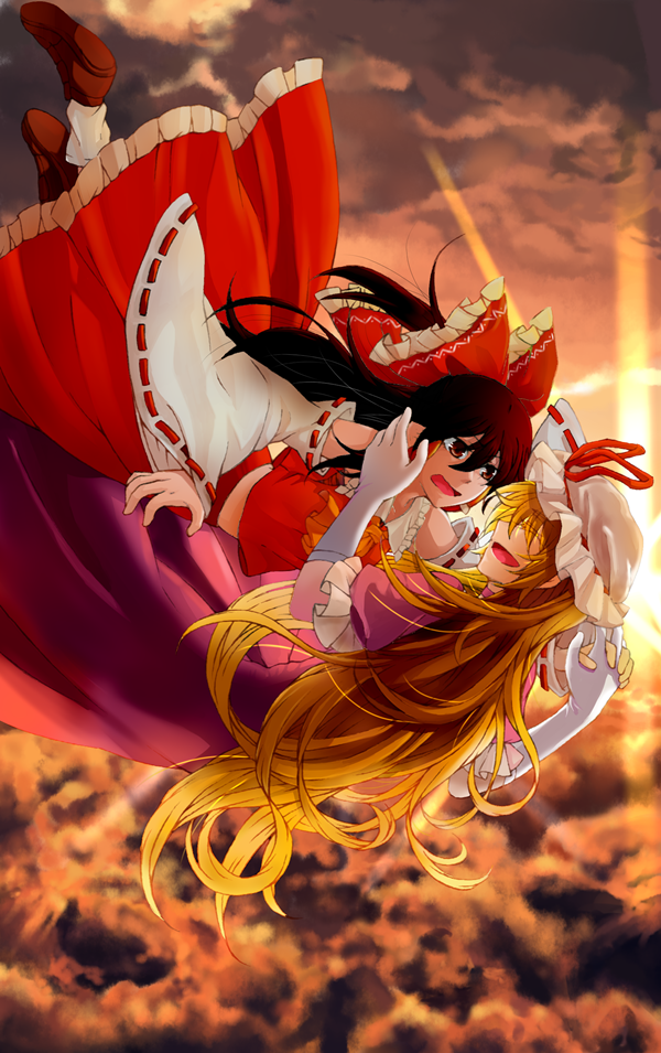 hakurei reimu and yakumo yukari (touhou) drawn by shouzuo