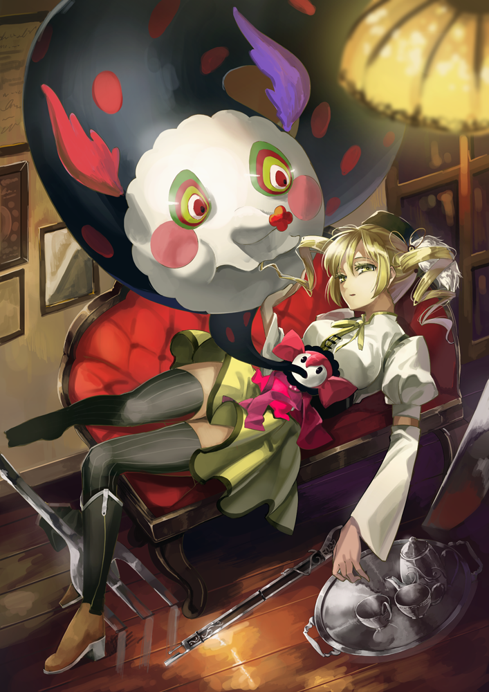 tomoe mami and charlotte (mahou shoujo madoka magica) drawn by tsurukame