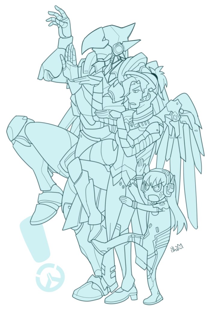 mercy, pharah, and d.va (overwatch and 2 more) drawn by ilhi