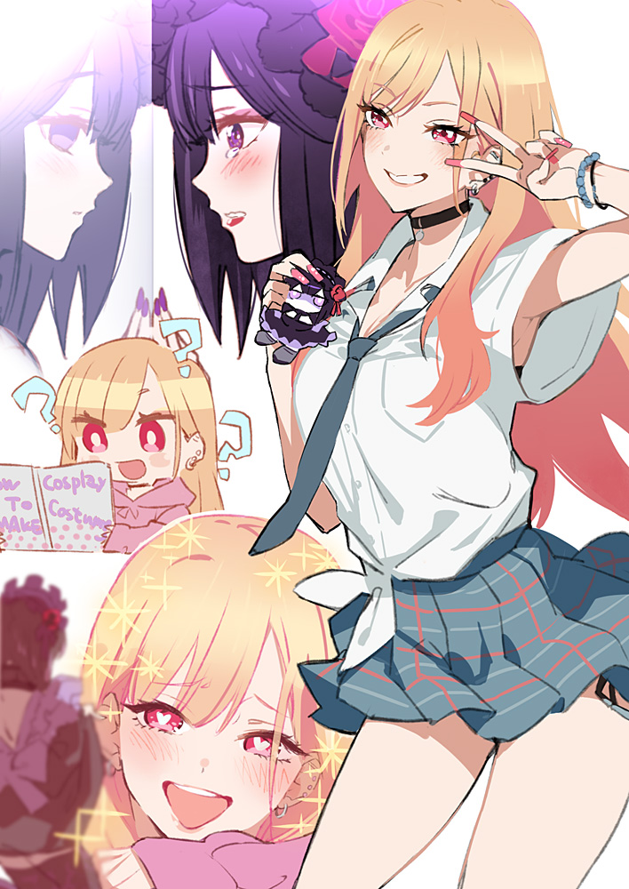 kitagawa marin and kuroe shizuku (sono bisque doll wa koi wo suru) drawn by gabu_(az210309)
