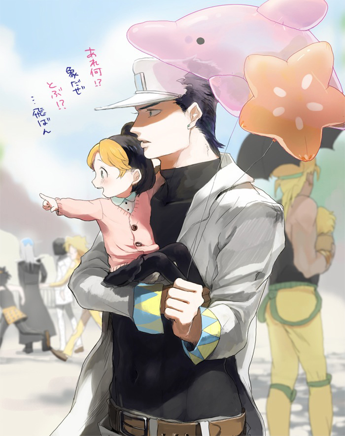 kujo jotaro, dio brando, kujo jolyne, giorno giovanna, bruno bucciarati, and 3 more (jojo no kimyou na bouken and 4 more) drawn by mousariababa