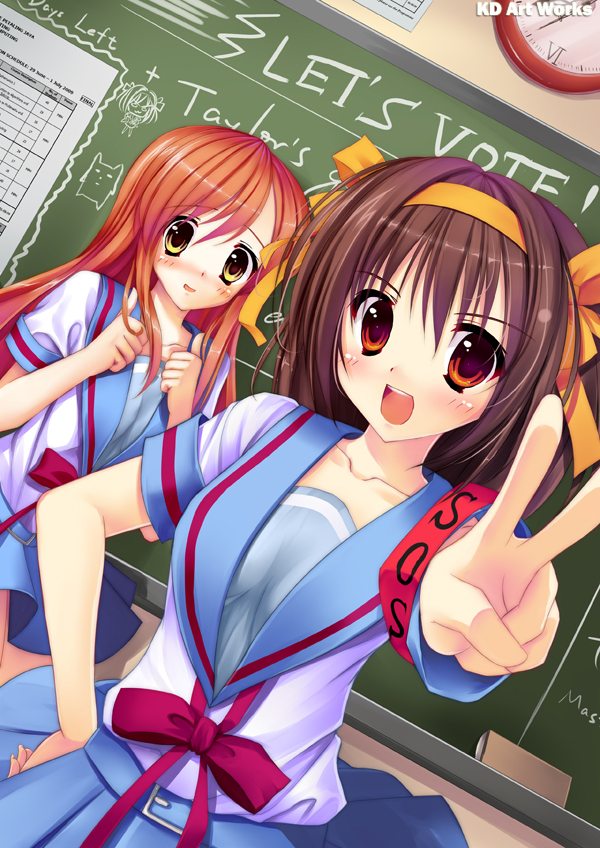 suzumiya haruhi and asahina mikuru (suzumiya haruhi no yuuutsu) drawn by caidychen