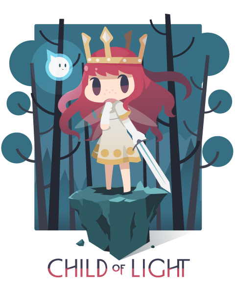 princess aurora and igniculus (child of light) drawn by domaso