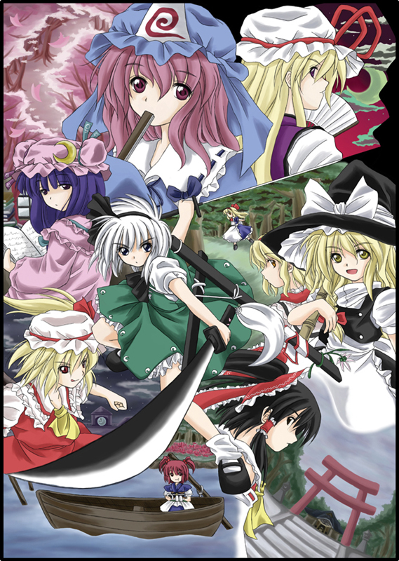 hakurei reimu, kirisame marisa, flandre scarlet, konpaku youmu, alice margatroid, and 5 more (touhou) drawn by kirisamemaru