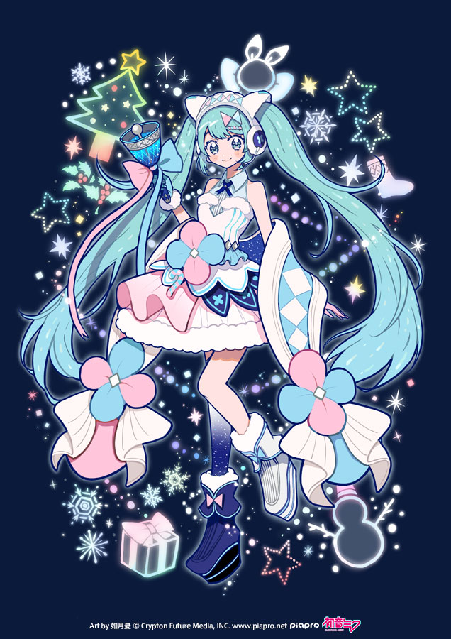 hatsune miku, magical mirai miku, and rabbit yukine (vocaloid and 1 more) drawn by kisaragi_yuu_(fallen_sky)