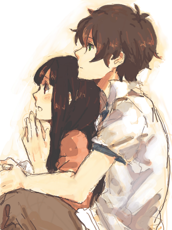 chitanda eru and oreki houtarou (hyouka) drawn by chi-ri
