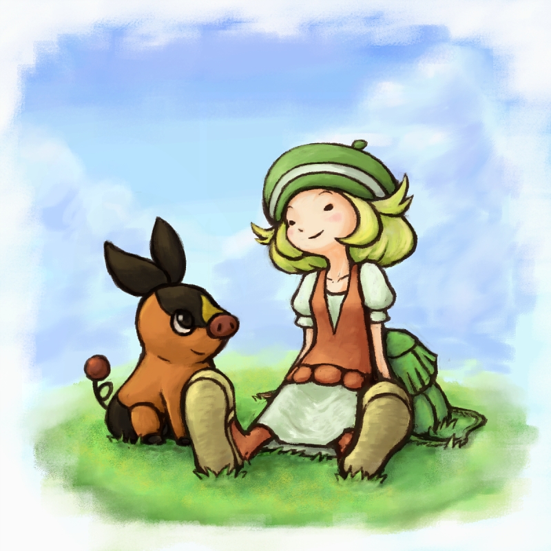bianca and tepig (pokemon and 1 more) drawn by hunger