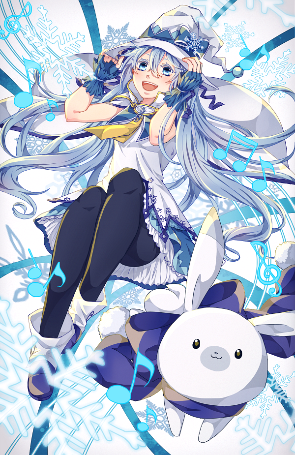 hatsune miku, yuki miku, and rabbit yukine (vocaloid and 1 more) drawn by minazuki_aki