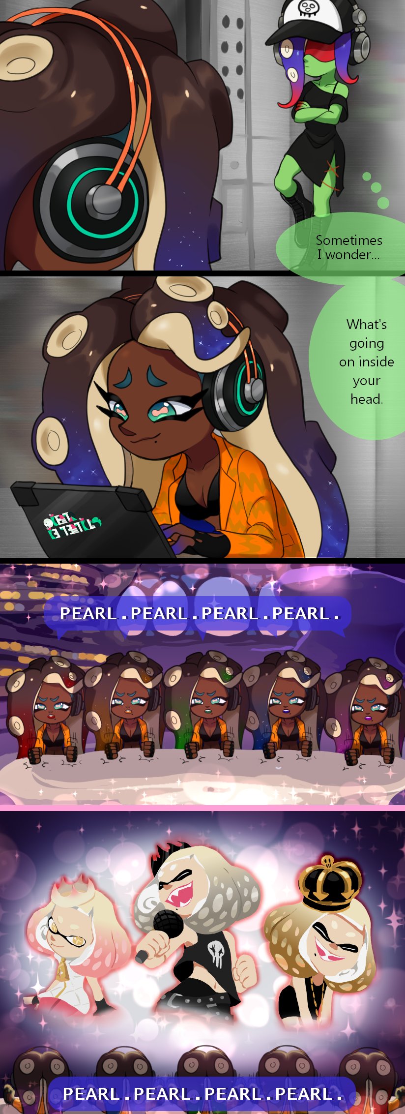 marina, pearl, and dedf1sh (splatoon and 2 more) drawn by yurami18