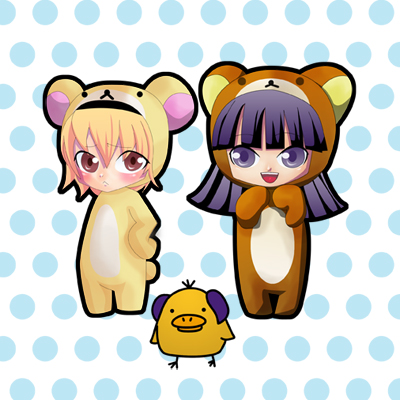 furude rika, houjou satoko, hanyuu, rilakkuma, and korilakkuma (higurashi no naku koro ni and 1 more)
